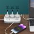 LDNIO SC3416 65W Power Strip with 3 Universal Outlets 4 USB Port Socket Power Socket with 2M Bold Extension Cord Surge Protector - White